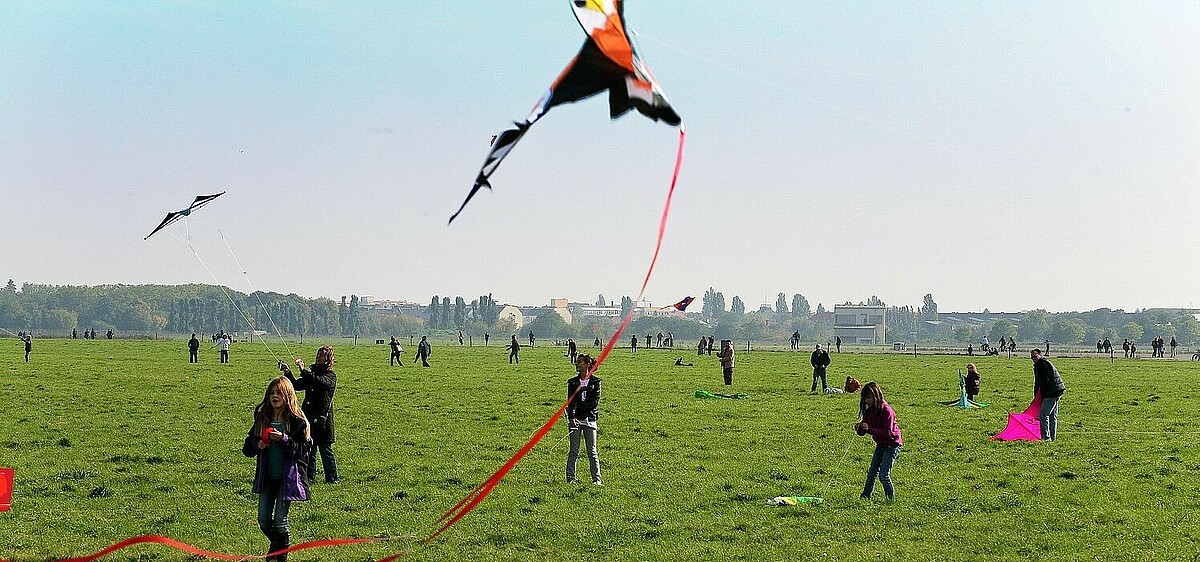 Flying kites at Tempelhofer Feld