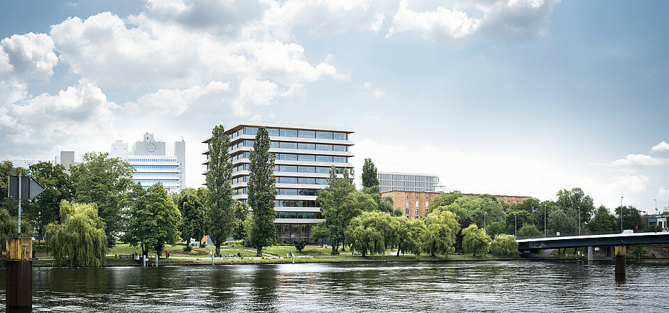 Berlin Center for Gene and Cell Therapies : View from Nordhafen on the planned building