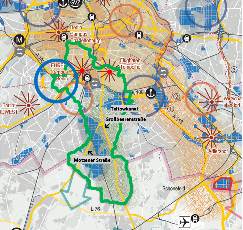 Spatial map of urban development in Berlin until 2030 - Tempelhof-Schöneberg